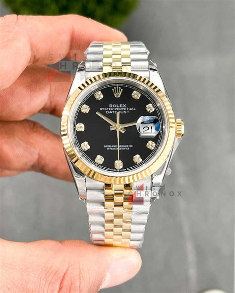 rolex datejust 36 black dial diamonds|rolex datejust 36mm for sale.